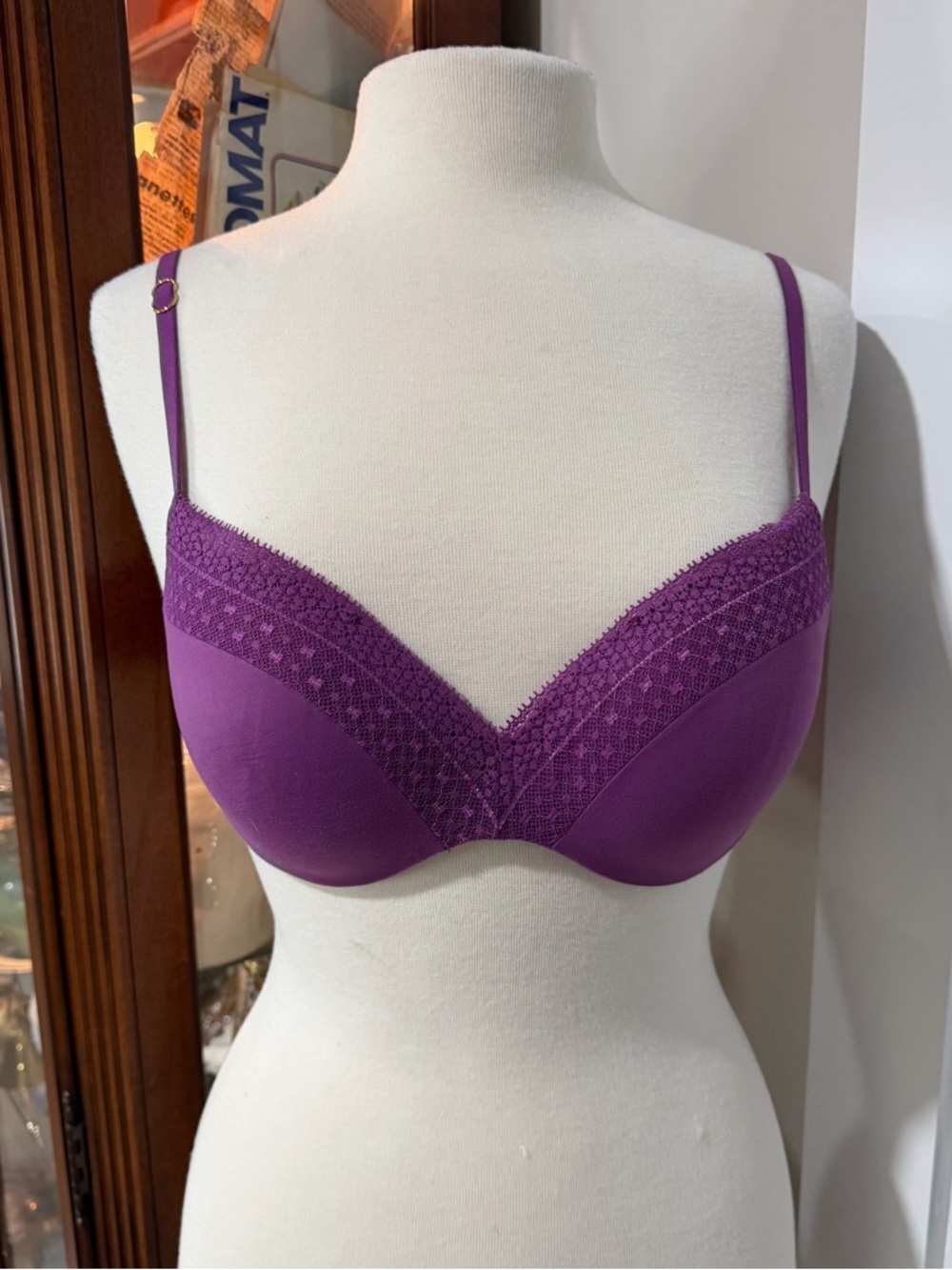 Victoria's Secret Purple Lace-Trim Push-Up T-Shirt Bra